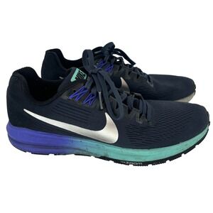 Nike Zoom Structure 21 Men 8 Women 9.5 Navy Blue Silver Running Shoes Workout